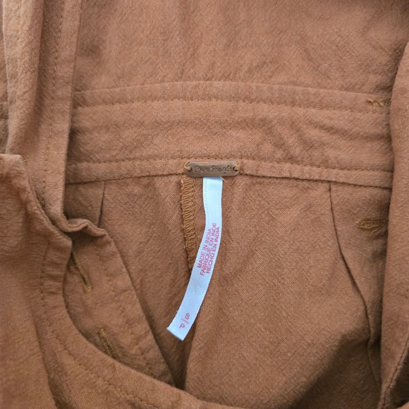 Free People Rust Orange Cotton Suspender Overalls Pleated Trousers Womens Small - Picture 3 of 8